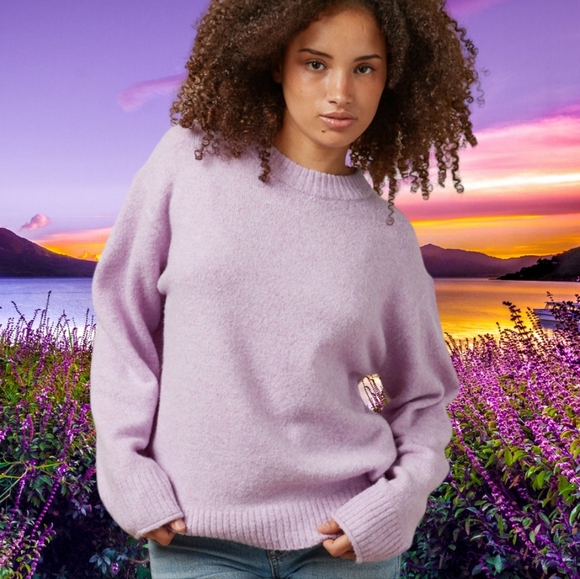 American Eagle Outfitters Sweaters - 🔥 Nwt AE Lavender Whoa Luxury Yarn Crewneck Sweater Sz XL